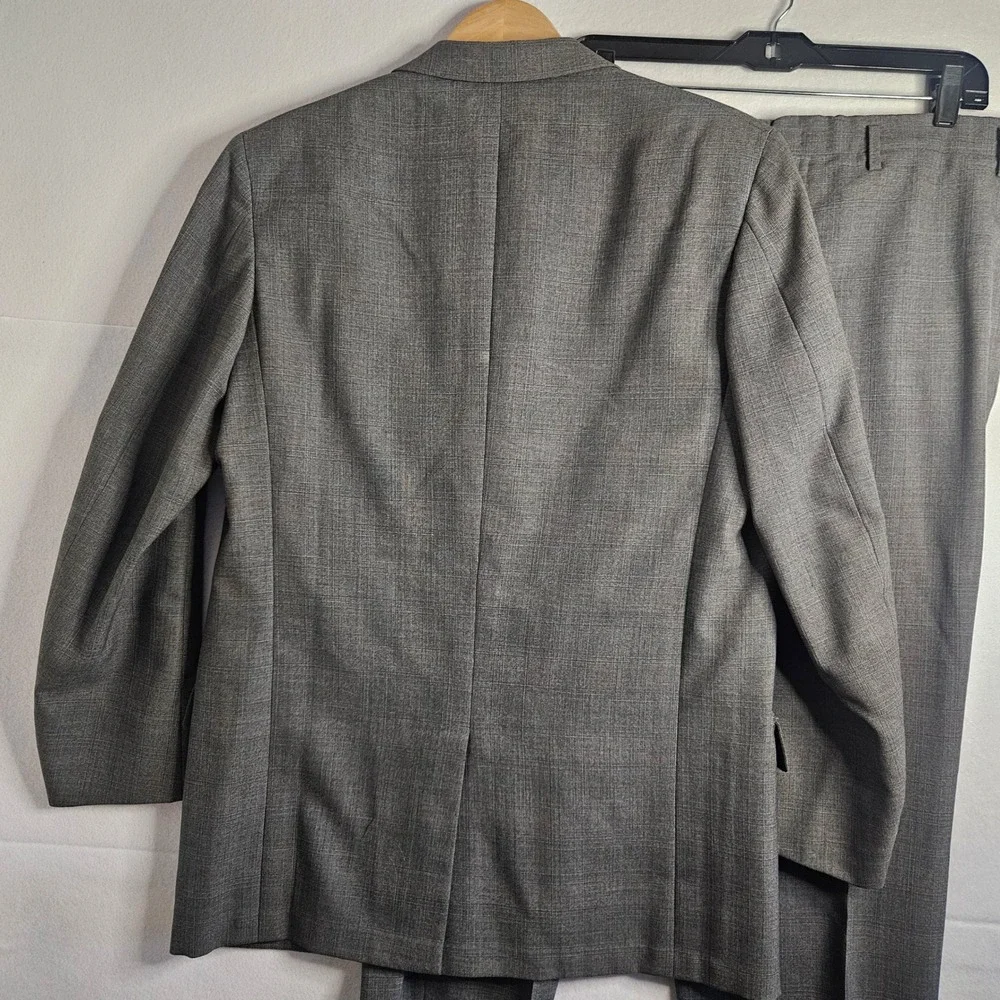 Vtg Hickey Freeman Mens Gray Glen Plaid Suit George J Good Berkeley Wool 42R 32W